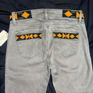 New Guess Brittney Skinny Ankle Blue Beaded Embellished Pocket Jeans 27